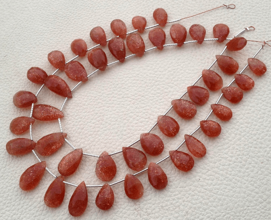 New Arrival,12-18mm Long, Gorgeous Sparking SUNSTONE Faceted Pear Shape Briolettes, Great Item at Low Price