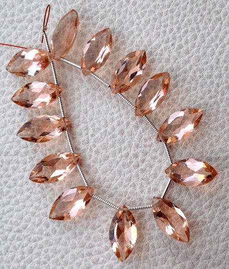 Brand New, 5 Matched pairs, Superb New CHAMPAGNE Quartz, Faceted Cut Marquise Shape Briolettes,16x8mm,Superb