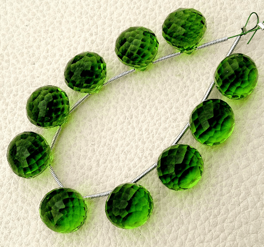 4 Matched pairs, Superb PARROT GREEN Quartz Faceted ONIONS Shape Briolettes,10mm Size,Finest Item