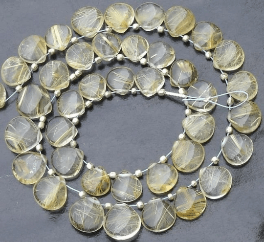 New Arrival,Truly Rare Finest Quality GOLDEN RUTILATED Smooth Larger Size Heart Shape Briolettes