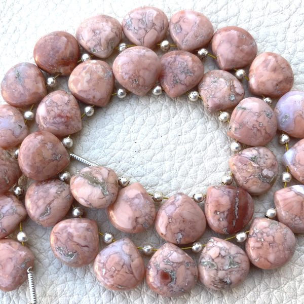 Brand New,4 Matched Pair, Natural AUSTRALIAN PINK OPAL Smooth Heart Shape Briolettes, 10x10mm size.Superb Item