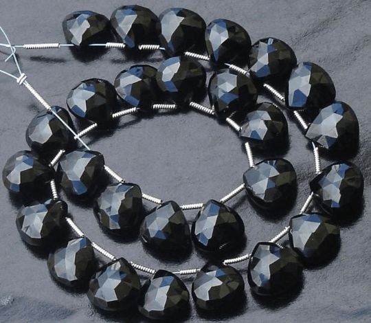3 Matched pair of Gorgeous,Best Cut, 12X12mm, BLACK SPINEL Faceted Heart Shape Briolettes,.