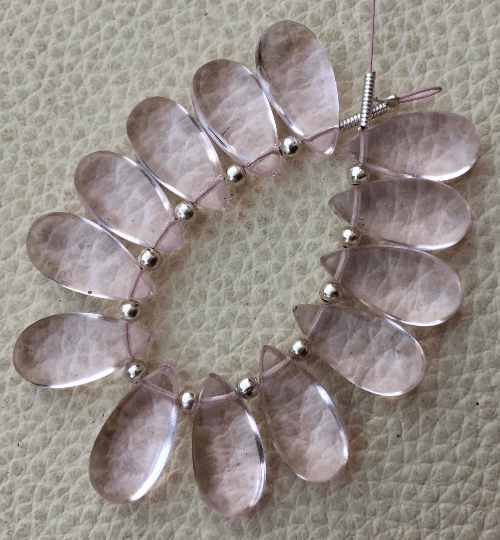 Brand New, 5 Matched Pairs, 15x7mm Long aprx.PINK AQUAMARINE Quartz Smooth Pear Briolettes,Amazing Item at Low Price