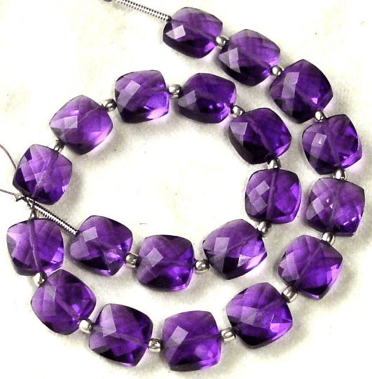 New Arrival,8 Inch Long Strand, PURPLE QUARTZ Faceted Cushion Shape Briolettes,8mm Size,Great Price Amazing Item