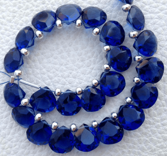 30 Pieces,Brand New Item, KASHMIR BLUE Quartz Faceted Cut Heart Shape Briolettes,8x8mm size,Superb Item at Low Price