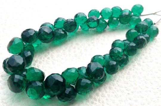 New Arrival, 1/2 Strand, EMERALD GREEN Quartz Micro Faceted Onions Shape Briolettes, 6-8mm size,Superb Item at Low Price