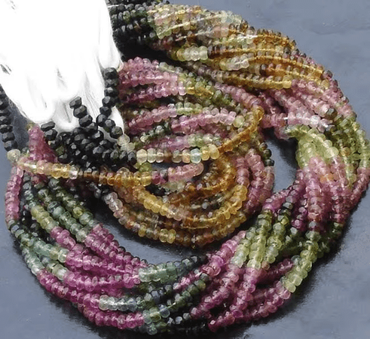 Latest Arrival, MULTI TOURMALINE,Full 14 inch Strand Of Manufacturer Price Rondelles , Machine Cut Quality Full 14 Inch Long Strand