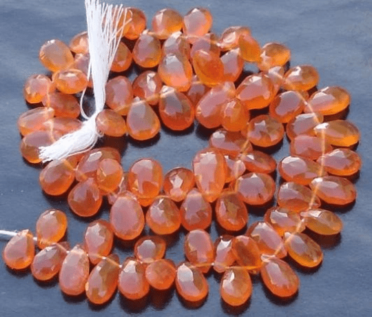 6 Inch Long Strand, CARNELIAN Faceted Pear Shaped Briolettes, 9-10mm Long size,GORGEOUS