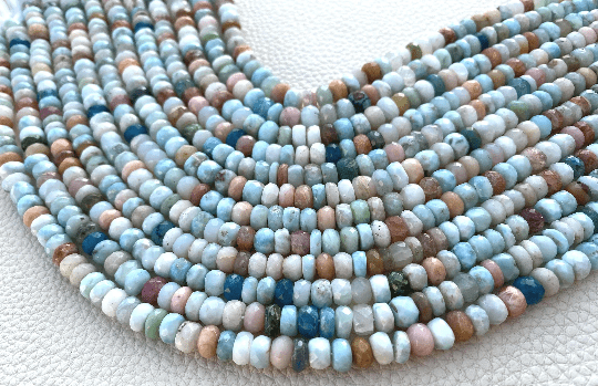 Full 13 Inch Long Strand,Natural Multi Stone Micro Faceted Rondelles,Amazing Opal Strands at Low Price, 6-6.5mm Size.