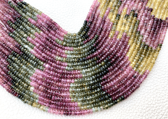 Latest Arrival, 3.5mm Size,Natural Multi Tourmaline SMOOTH Rondells,Full 14 inch Strand Of Manufacturer Price Rondells,Best Quality Strand
