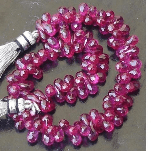 40 Pcs of Extremely Beautiful RUBELITE Color Corundum Micro Faceted Tear Drop Briolette 6-7mm LONG, Prettier than RED Sapphire.