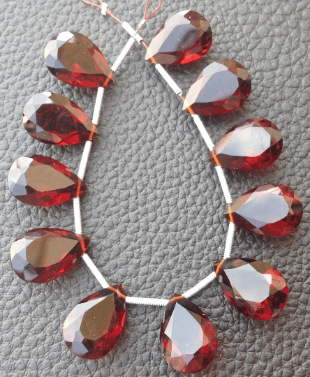 Brand New,4 Matched pairs, Superb MOZAMBIQUE GARNET Quartz, New Cut Faceted Pear Shape Briolettes,15x10mm Long,Superb