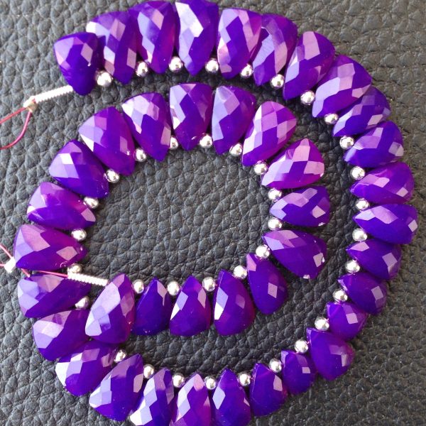 Brand New, full 7 Inch Strand, Amethyst Purple Faceted Pyramid Shape Briolettes,10x6mm size,Superb Item at Low Price