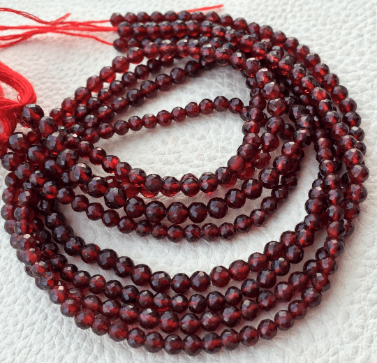 Brand New, Full 13 inch Long Strand, Natural GARNET Micro Faceted Round Balls,4mm Size,Amazing item at Low Price.