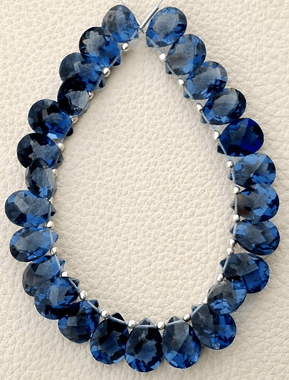 6 Inch Full Strand, LONDON BLUE Quartz Faceted Cut Pear Shape Briolettes,12x9mm Size,Finest Item at Low Price