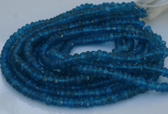 Neon Blue Apatite Faceted Rondells, Fine Cutting, Size 3 MM,Full 14 Inch Long Strand Rare Colour Apatite