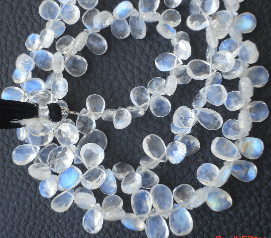 NEW Stock, Wholesale Price, Finest Quality BLUE Flashy RAINBOW Moonstone Faceted Pear Shape Briolettes, 7-9mm Long Size,Great Price Item