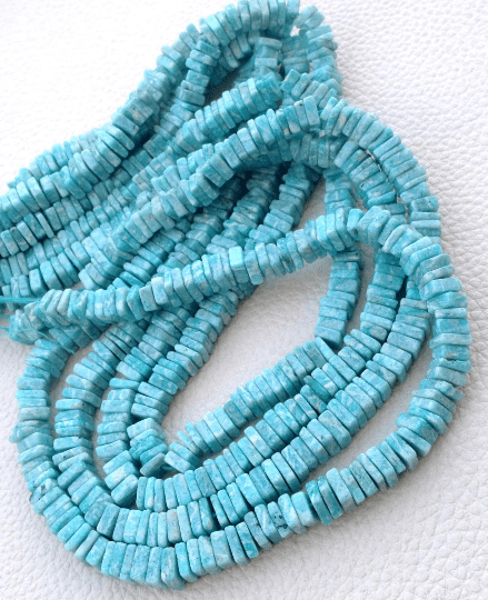 New Arrival,Full 15 Inch Strand, Superb-Quality, Natural AMAZONITE Square HEISHI Cut Beads,Brand New Stock,5mm size.