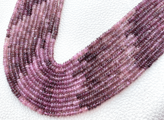Latest Arrival, 3.5-3mm Size,Natural Shaded Pink Tourmaline SMOOTH Rondells,Full 14 inch Strand Of Manufacturer Price,Best Quality Strand