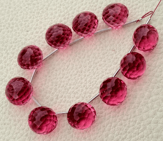 4 Matched pairs, Superb NEW PINK Quartz Faceted ONIONS Shape Briolettes,12mm Size,Finest Item