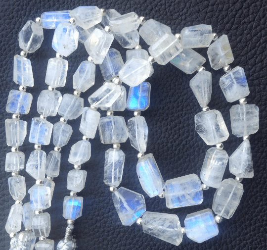 Brand New, Amazing Blue Flashy RAINBOW MOONSTONE Faceted Nuggets ,8-14mm,Full 8 Inch Strand,Amazing Rare Item