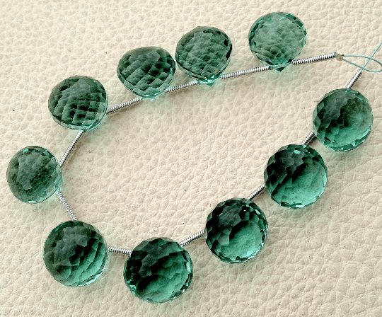 4 Matched pairs, Superb NEW GREEN Quartz Faceted ONIONS Shape Briolettes,12mm Size,Finest Item