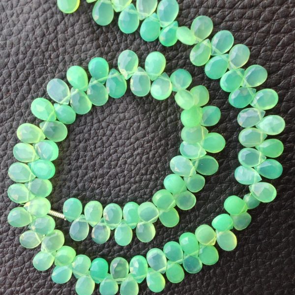 CHRYSOPRASE Green Chalcedony Faceted Faceted Pear Shaped Briolettes,6x4mm Long size,GORGEOUS Item at Low Price