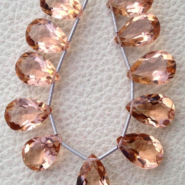 4 Matched pairs, Superb CHAMPAGNE Quartz Faceted Cut Pear Shape Briolettes,15X10mm Size,Finest Item