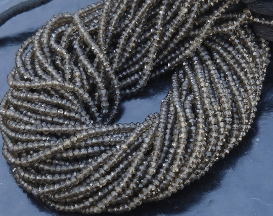 Latest Arrival, SMOKY QUARTZ, Full 14 inch Strand Of Manufacturer Price Rondells , Machine Cut Quality Full 14 Inch Long Strand