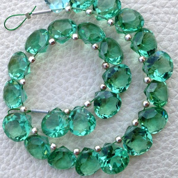 30 Pieces,Brand New Item, New GREEN QUARTZ Faceted Cut HEART Shape Briolettes,8x8mm size,Superb Item at Low Price