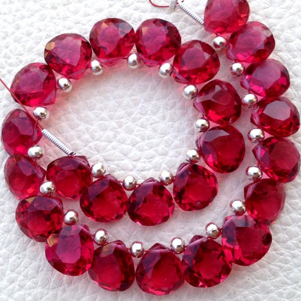 30 Pieces,Brand New Item, RUBY RED QUARTZ Faceted Cut Heart Shape Briolettes,8x8mm size,Superb Item at Low Price