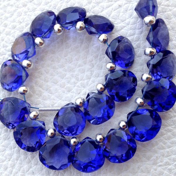 30 Pieces,Brand New Item, DEEP TANZANITE Blue QUARTZ Faceted Cut Heart Shape Briolettes,8x8mm size,Superb Item at Low Price