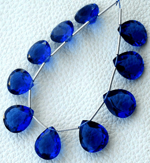 5 Matched pairs, KASHMIR SAPPHIRE Quartz, New Cut Faceted Heart Shape Briolettes,12x14mm Long,Superb