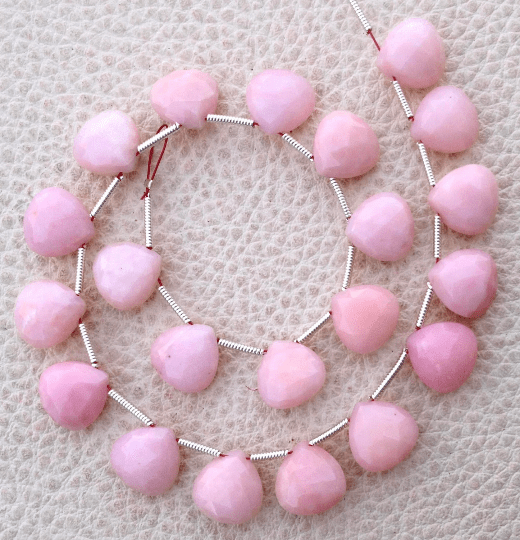 5 Matched pairs, Amazing Quality PERUVIAN Pink OPAL SMOOTH Heart Briolettes, 10x10mm Long,Great Quality at Low Price