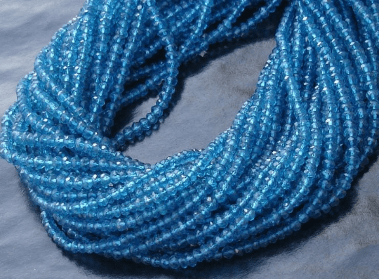 14 Inch Strand, Mystic LONDON Blue TOPAZ Micro Faceted Rondells, 4mm Size,GORGEOUS