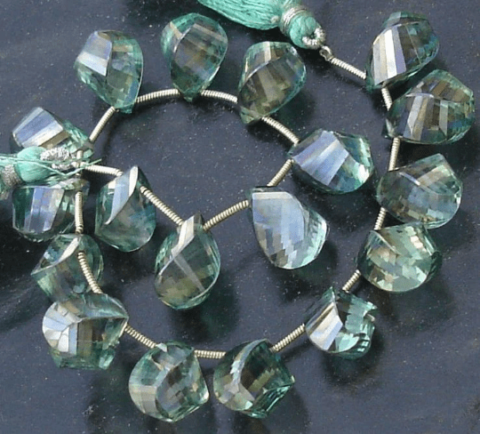 New Stock Full Strand Mystic Green Quartz Twisted Briolettes, AAA Quality,Best Step Cut,12-16mm Size,Great Item
