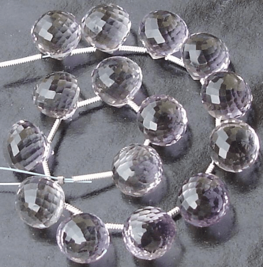 3 Matched Pair of PINK AMETHYST Micro Faceted Onions Briolettes, Best AAA Quality, 11X11mm