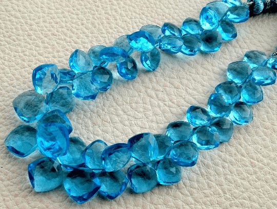 Brand New,Full 8 Inch Long Strand, SWISS BLUE Quartz Faceted CUSHION Shape Briolettes,7-9mm, Amazing Item