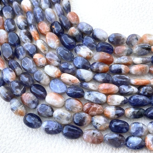Brand New,Finest Quality, Full 9 Inch Full Strand,Natural Bio Iolite-Sunstone Smooth Nuggets,10-11mm Size, Amazing Item at Low Price.