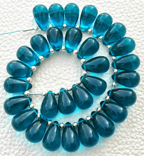 Brand New, 5 Matched Pairs, 12x8mm Long aprx.,PARAIBA BLUE Quartz Smooth Drops Briolettes,Amazing Item at Low Price
