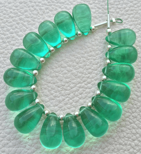 Brand New, 5 Matched Pairs, 12x8mm Long aprx.,SEAFOAM GREEN Quartz Smooth Drops Briolettes,Amazing Item at Low Price