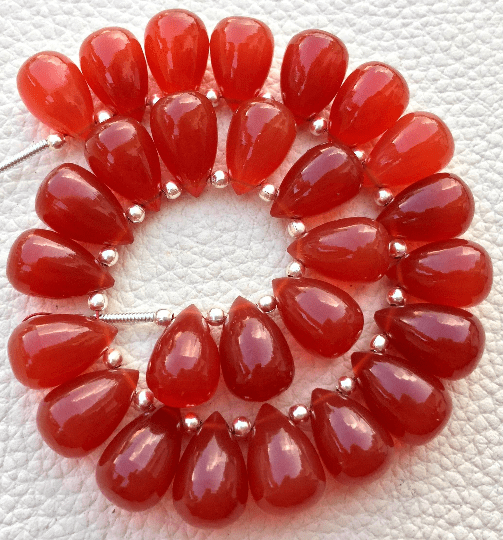 Brand New, 5 Matched Pairs, 12x8mm Long aprx.,Carnelian Orange CHALCEDONY Smooth Drops Briolettes,Amazing Item at Low Price