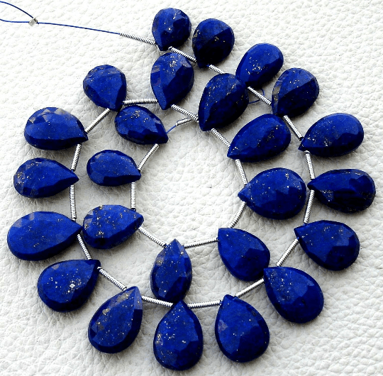 8 Inch Strand, Lapis Lazuli Faceted Pear Briolettes,(Size 12-16mm approx),Great Quality at Low Price