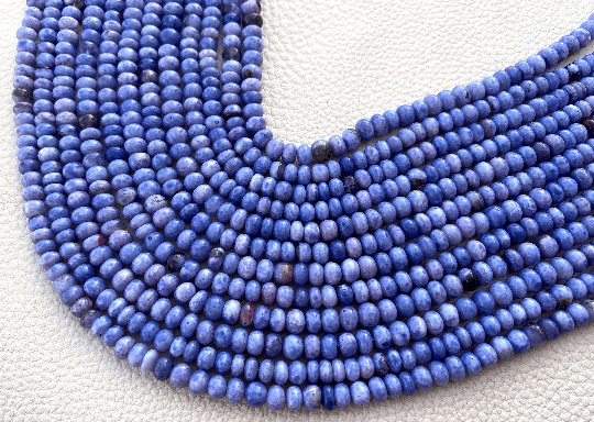 Brand New,Dyed Peruvian Blue Opal Smooth Rondelles,Full 14 Inch Long Strand,5.5-5mm size,Finest Quality Special Item at Low Price.