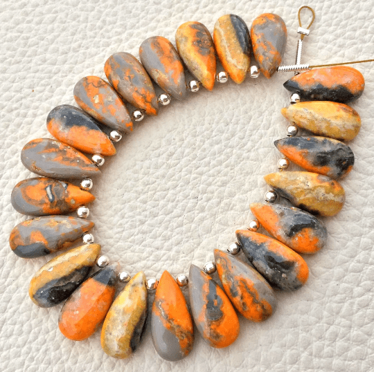 4 Matched Pair, Natural BUMBLE BEE Smooth PEAR Shape Briolettes, 15x7mm size.Superb Item at Low Price