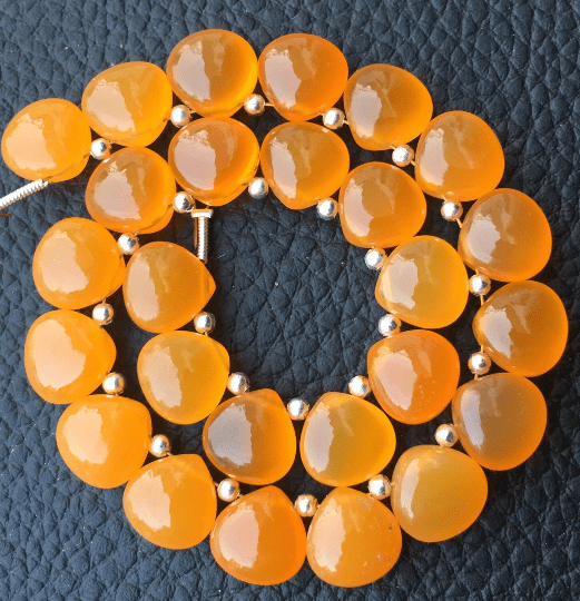 5 Matched Pair, FANTA ORANGE Chalcedony Smooth Heart Shape Briolettes, 10x10mm size.Superb Item at Low Price