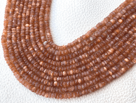 Latest Arrival, Natural SUNSTONE Micro Faceted Rondelles,Full 14 inch Strand Of Manufacturer Price Rondells.