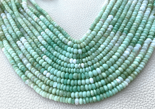 Full 13 Inch Long Strand,Natural Dyed Shaded Green Opal Smooth Rondelles,Amazing Opal Strands at Low Price,5-5.5mm Size.