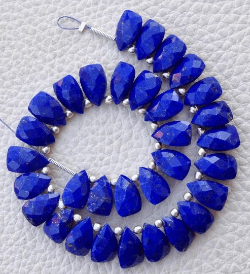 Brand New, Full 6 Inch Strand, LAPIS LAZULI QUARTZ Faceted Pyramid Shape Briolettes,10x6mm size,Superb Item at Low Price