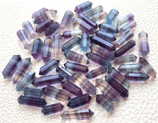25 Pieces,Natural FLUORITE Faceted Pencil shape Briolettes,18-12mm size,Finest quality rare Color Fluorite,Full 8 inch long strand.